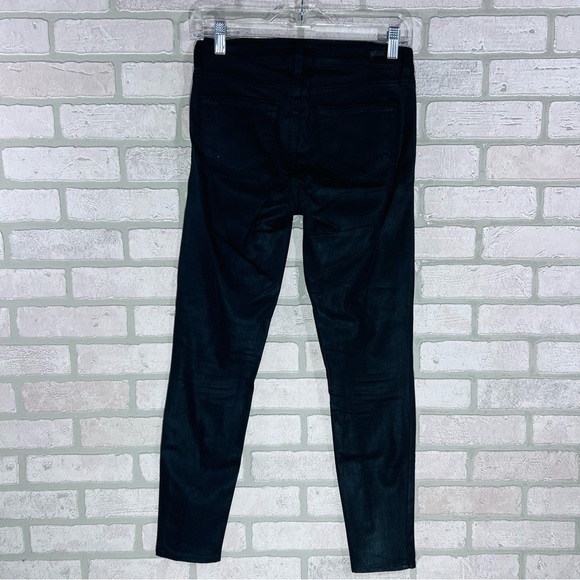 PAIGE Verdugo Ankle Skinny Jeans in Coated Faux Leather Black Silk Wash Size 26 - Picture 5 of 9